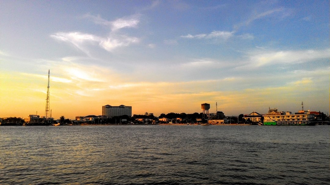 Riverside skyline of My Tho along the Tien River — the gateway to many Mekong day trips