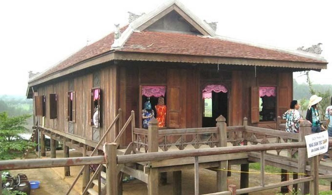 A traditional wooden stilt house of the Cham community in Chau Giang Village