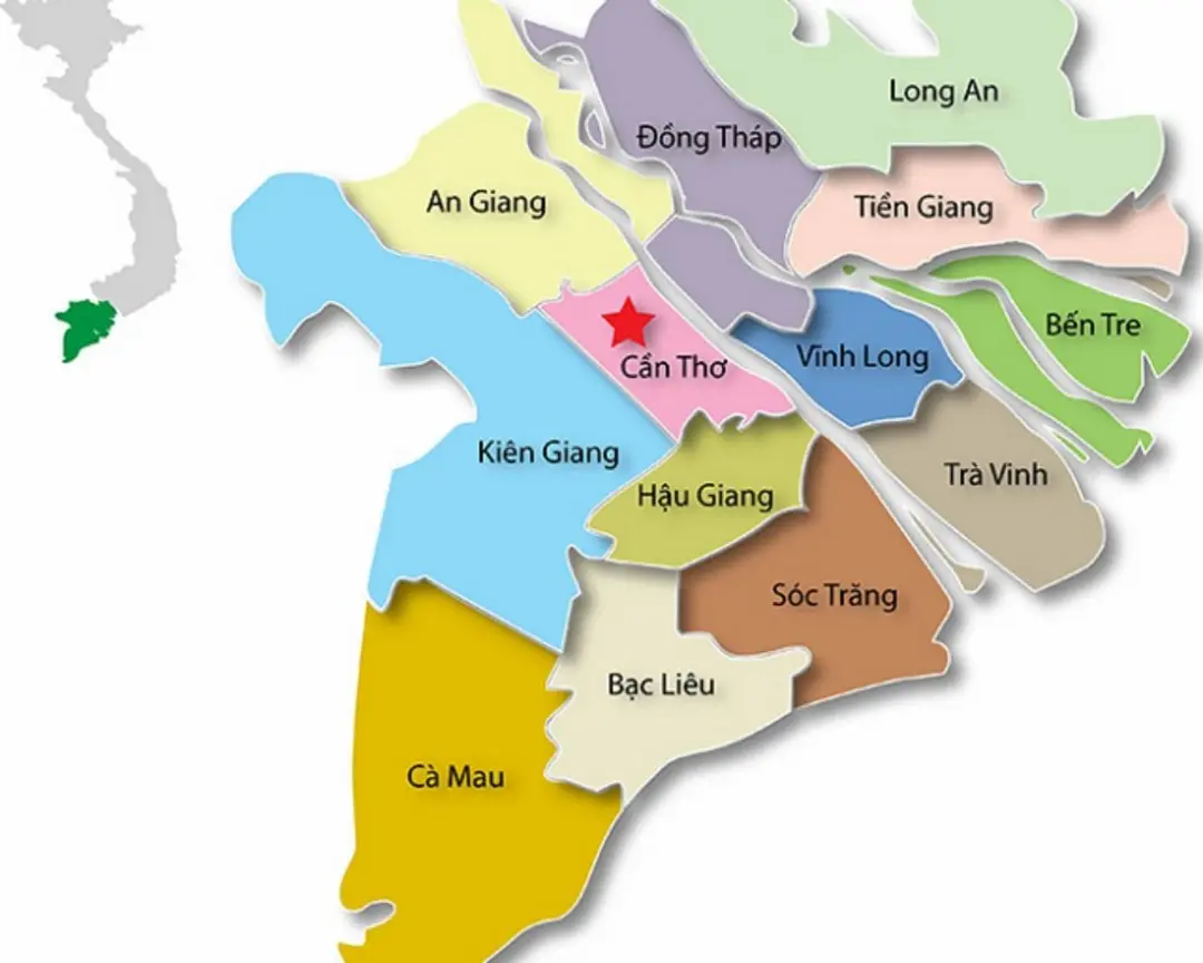 Map Mekong Delta My Tho Ben Tre Cai Be