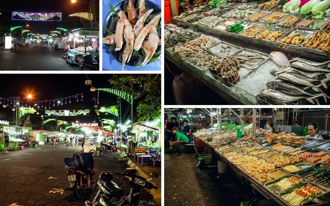 tran phu night market cai khe food stalls