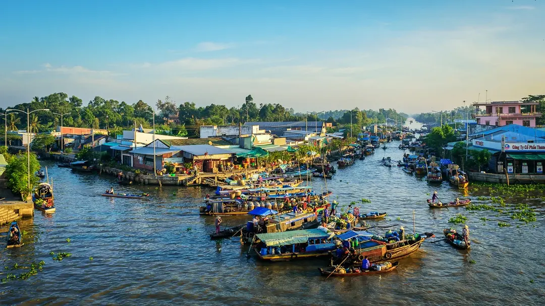 mekong delta floating market in september